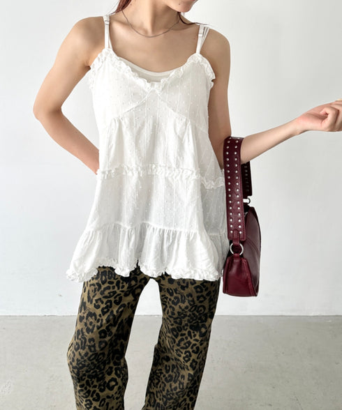 コットンフリルドットキャミワンピース | BA2255033 | ホワイト