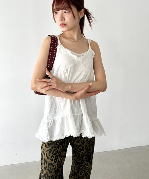 コットンフリルドットキャミワンピース | BA2255033 | ホワイト