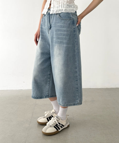 デニムハーフワイドパンツ | BA2252006 | ライトブルー