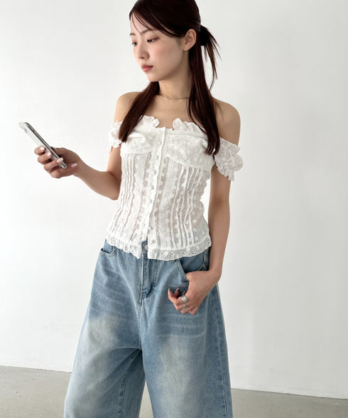 デニムハーフワイドパンツ | BA2252006 | ライトブルー