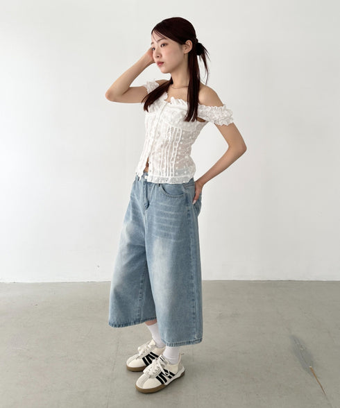 デニムハーフワイドパンツ | BA2252006 | ライトブルー