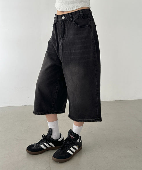 デニムハーフワイドパンツ | BA2252006 | ブラック