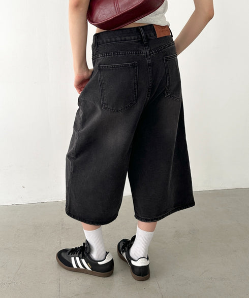 デニムハーフワイドパンツ | BA2252006 | ブラック