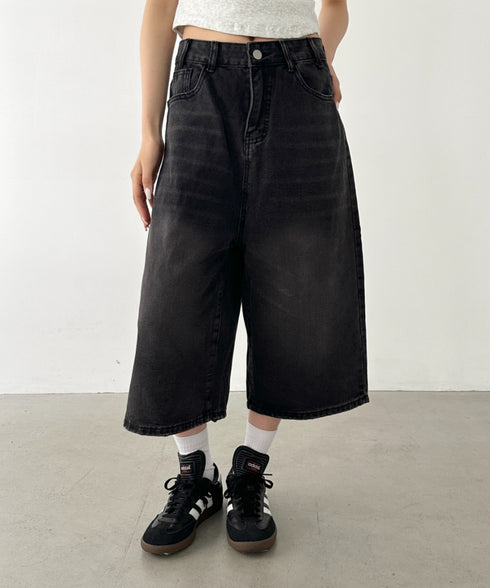 デニムハーフワイドパンツ | BA2252006 | ブラック