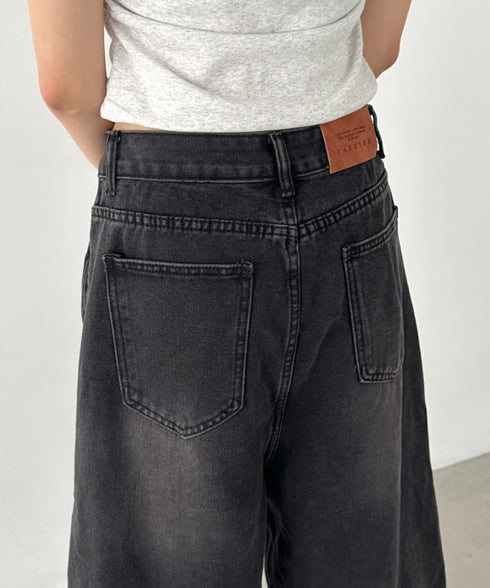 デニムハーフワイドパンツ | BA2252006 | ブラック