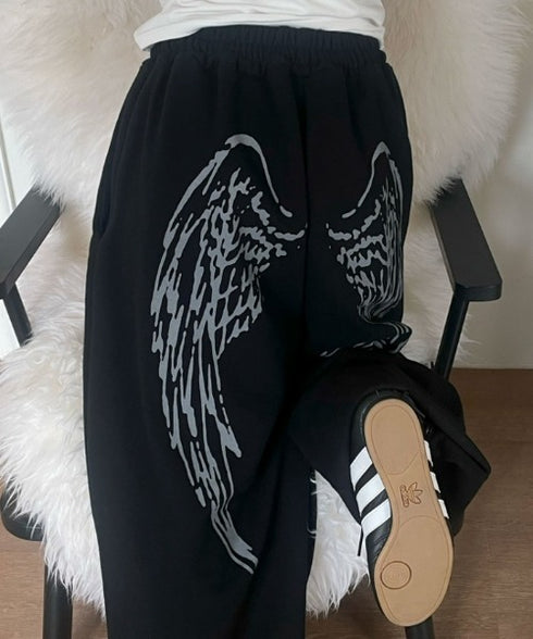 FANCY CLUB(ファンシークラブ)/ワイド ルーズ エンジェル ジョガー スウェットパンツ/ANGEL VINTAGE SWEATPANTS | AT2252011 | ブラック
