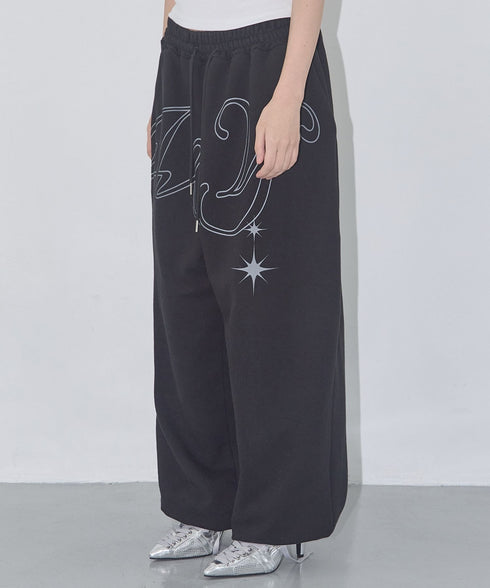 FANCY CLUB(ファンシークラブ)/ワイド ルーズ エンジェル ジョガー スウェットパンツ/ANGEL VINTAGE SWEATPANTS | AT2252011 | ブラック