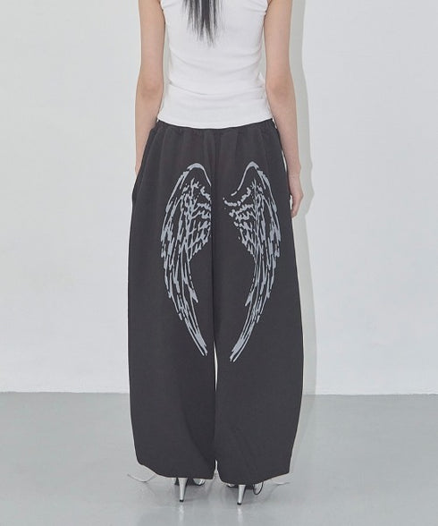 FANCY CLUB(ファンシークラブ)/ワイド ルーズ エンジェル ジョガー スウェットパンツ/ANGEL VINTAGE SWEATPANTS | AT2252011 | ブラック