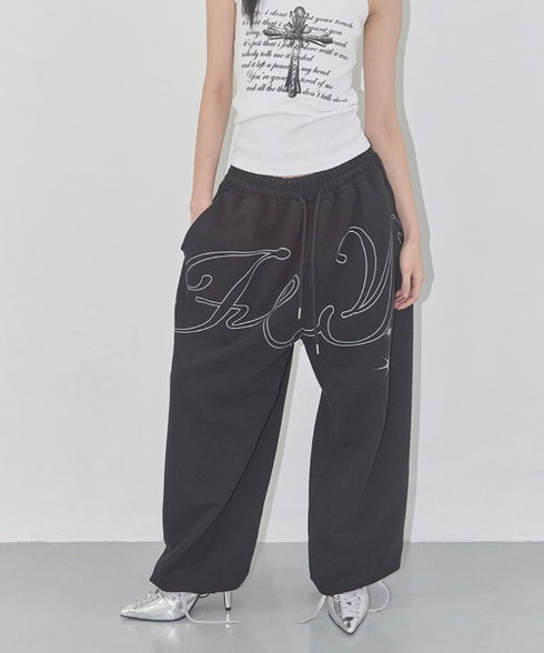FANCY CLUB(ファンシークラブ)/ワイド ルーズ エンジェル ジョガー スウェットパンツ/ANGEL VINTAGE SWEATPANTS | AT2252011 | ブラック