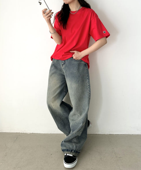 NEWTRAL(ニュートラル)/205 5.6oz スタンダードエンブレムT/サイズ展開多数 コットン 無地 半袖 Tシャツ | NT2009005 | レッド