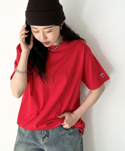 NEWTRAL(ニュートラル)/205 5.6oz スタンダードエンブレムT/サイズ展開多数 コットン 無地 半袖 Tシャツ | NT2009005 | レッド