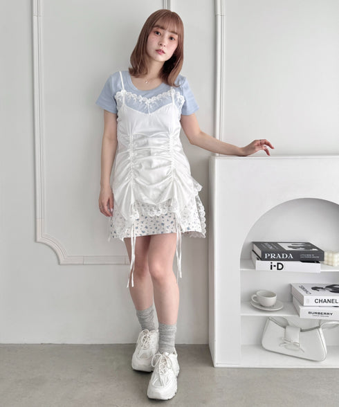 サテンレースギャザーキャミソール | LO2255248 | ホワイト