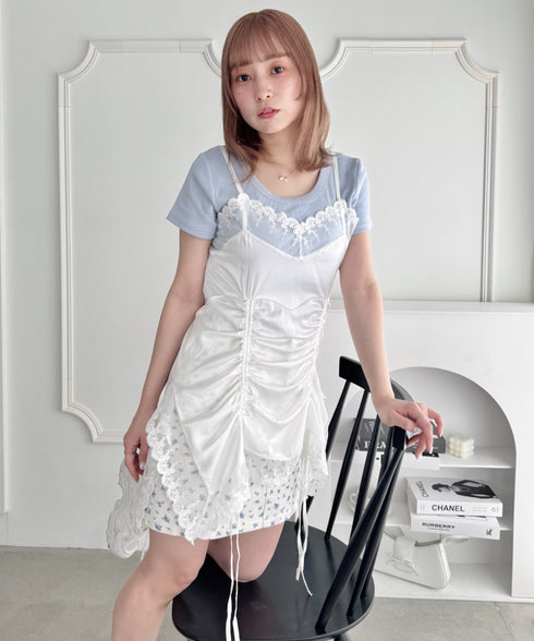 サテンレースギャザーキャミソール | LO2255248 | ホワイト