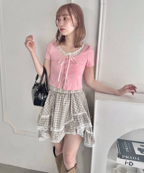 レースリボンレイヤードトップス | LO2252025 | ピンク