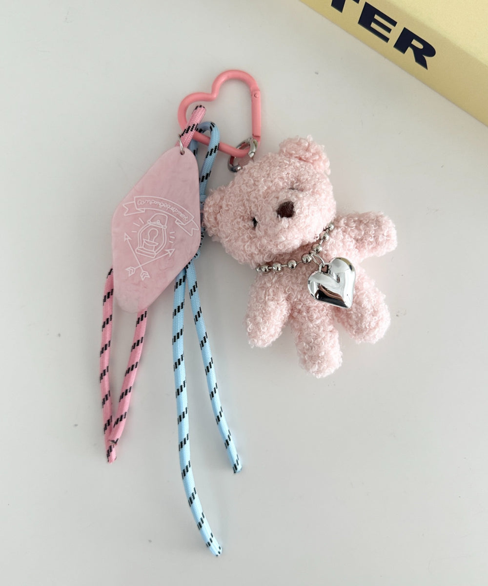 ハート カラビナ付き ファー ドッグ ぬいキーホルダー ぬいぐるみ
