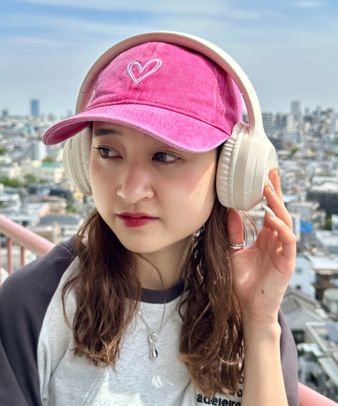 ハート刺繍ピグメントキャップ | CL5255033 | ピンク