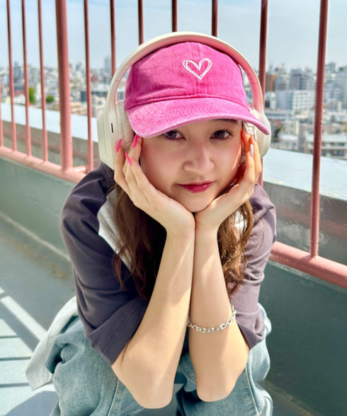 ハート刺繍ピグメントキャップ | CL5255033 | ピンク