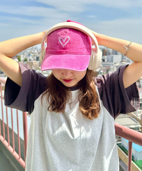ハート刺繍ピグメントキャップ | CL5255033 | ピンク