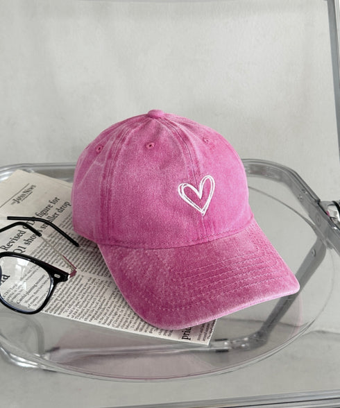 ハート刺繍ピグメントキャップ | CL5255033 | ピンク