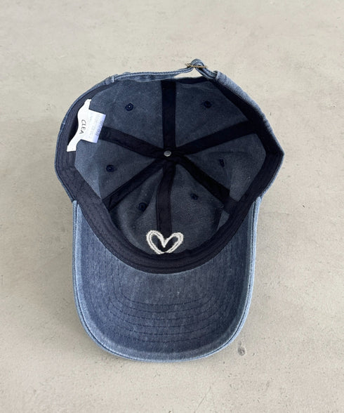 ハート刺繍ピグメントキャップ | CL5255033 | ブルー