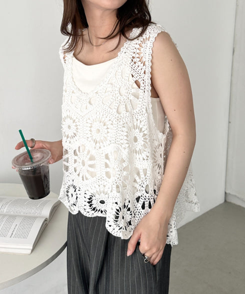 クロシェ編みビスチェトップス | CL2252018 | ホワイト