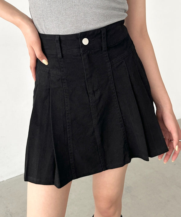 サイドプリーツデニムミニスカート | BA2252019 | ブラック