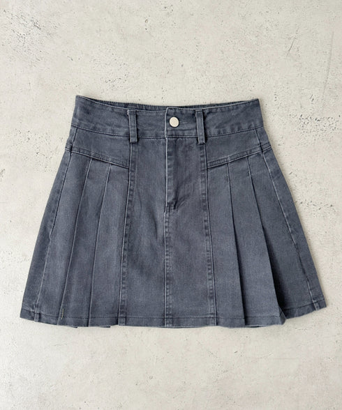 サイドプリーツデニムミニスカート | BA2252019 | グレー