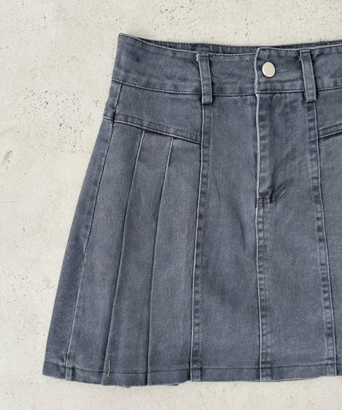 サイドプリーツデニムミニスカート | BA2252019 | グレー