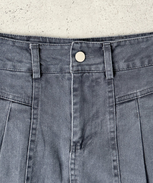 サイドプリーツデニムミニスカート | BA2252019 | グレー