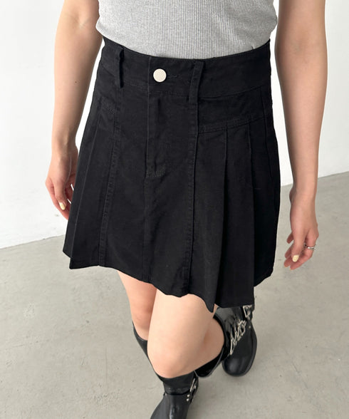 サイドプリーツデニムミニスカート | BA2252019 | ブラック