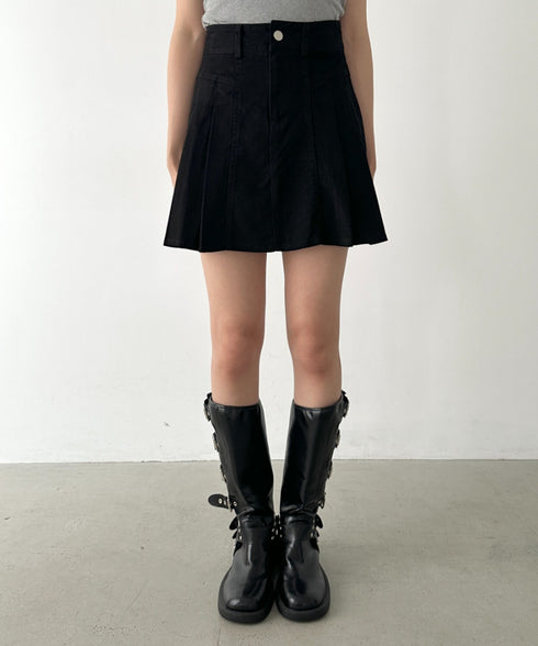 サイドプリーツデニムミニスカート | BA2252019 | ブラック