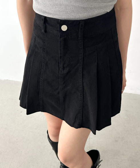 サイドプリーツデニムミニスカート | BA2252019 | ブラック