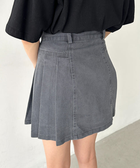 サイドプリーツデニムミニスカート | BA2252019 | グレー