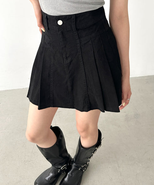 サイドプリーツデニムミニスカート | BA2252019 | ブラック