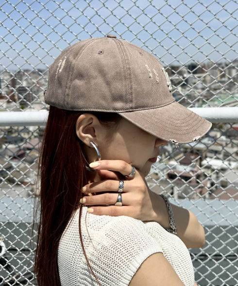 MLB KOREA(エムエルビーコリア)/ダメージ ウォッシング ロゴ刺繍 ベースボール キャップ 帽子/damage washing unstructured ball-cap | AT5252016 | ブラウン