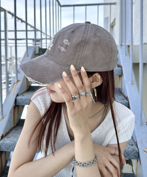 MLB KOREA(エムエルビーコリア)/ダメージ ウォッシング ロゴ刺繍 ベースボール キャップ 帽子/damage washing unstructured ball-cap | AT5252016 | ブラウン