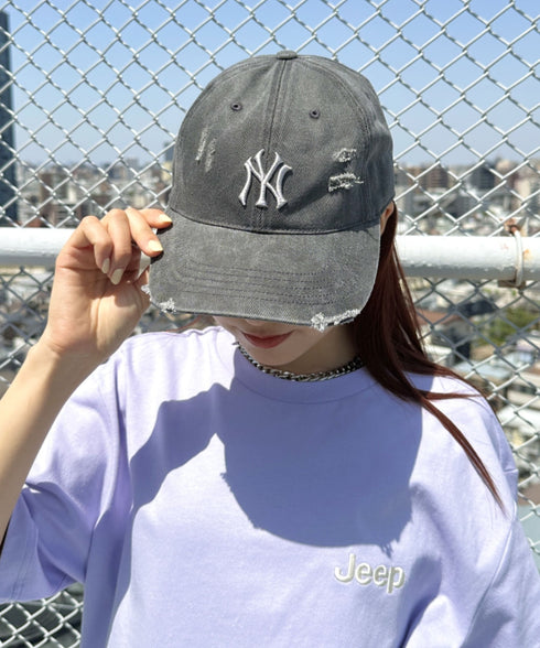 MLB KOREA(エムエルビーコリア)/ダメージ ウォッシング ロゴ刺繍 ベースボール キャップ 帽子/damage washing unstructured ball-cap | AT5252016 | ダークグレー