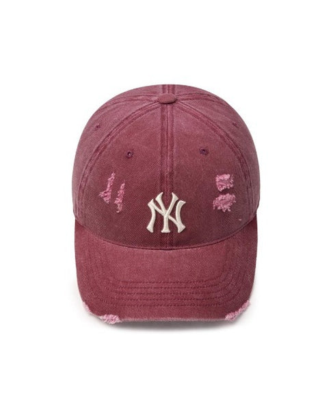 MLB KOREA(エムエルビーコリア)/ダメージ ウォッシング ロゴ刺繍 ベースボール キャップ 帽子/damage washing unstructured ball-cap | AT5252016 | ワインレッド