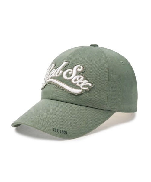 MLB KOREA(エムエルビーコリア)/ヴィンテージ ダメージ ロゴ刺繍 ベースボール キャップ 帽子/varsity vintage unstructured ball-cap | AT5252017 | カーキ