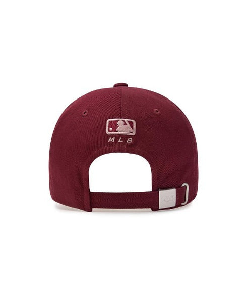 MLB KOREA(エムエルビーコリア)/ヴィンテージ ダメージ ロゴ刺繍 ベースボール キャップ 帽子/varsity vintage unstructured ball-cap | AT5252017 | ワインレッド