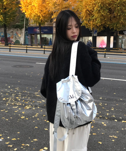 MUCENT(ムセント)/軽量 ミニ シャイニー ドローストリング ナップザック リュック バックパック/GLOSSY MINI BACKPACK | AT1252019 | シルバー