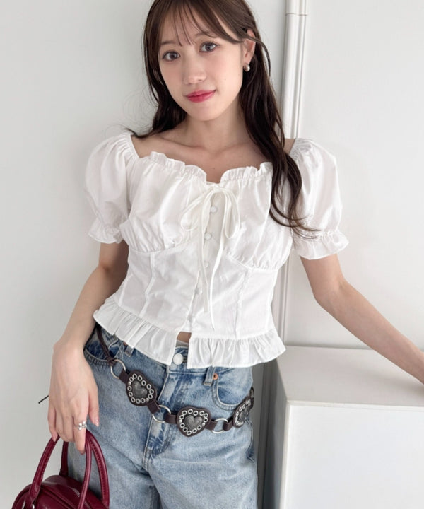 コルセットリボンフリルブラウス | LO2252030 | ホワイト