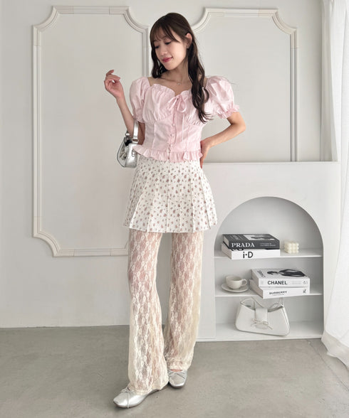 コルセットリボンフリルブラウス | LO2252030 | ピンク