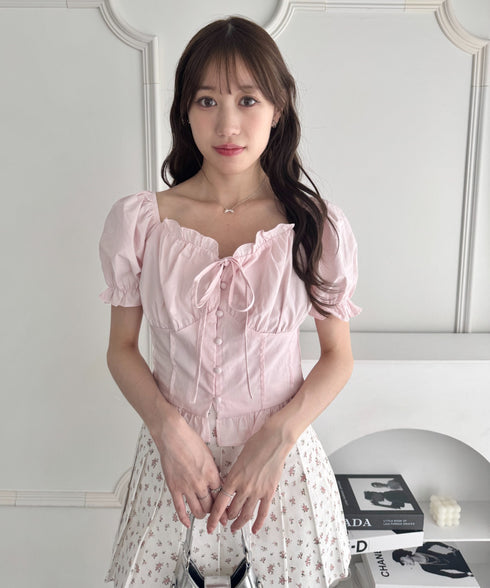 コルセットリボンフリルブラウス | LO2252030 | ピンク