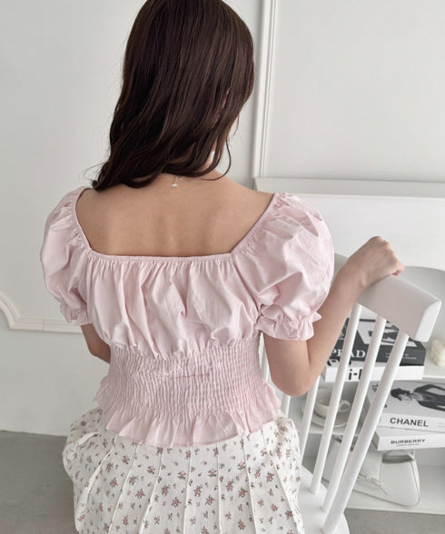 コルセットリボンフリルブラウス | LO2252030 | ピンク
