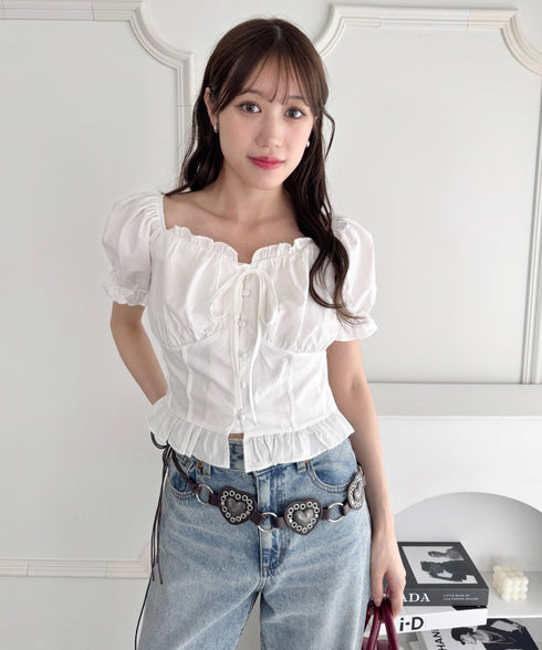コルセットリボンフリルブラウス | LO2252030 | ホワイト