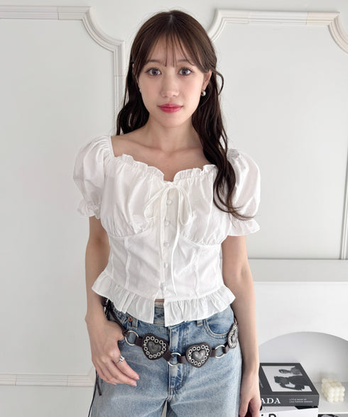 コルセットリボンフリルブラウス | LO2252030 | ホワイト