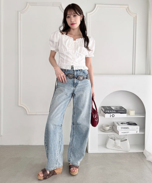 コルセットリボンフリルブラウス | LO2252030 | ホワイト