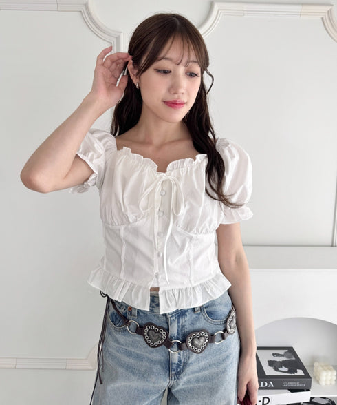 コルセットリボンフリルブラウス | LO2252030 | ホワイト
