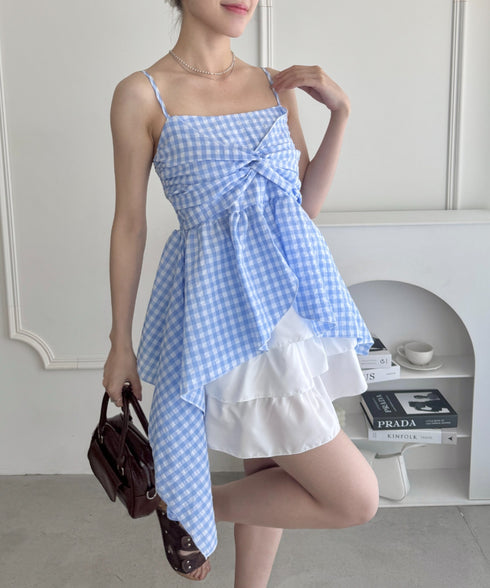 ギンガムチェックランダムヘムキャミソール | LO2252031 | ライトブルー